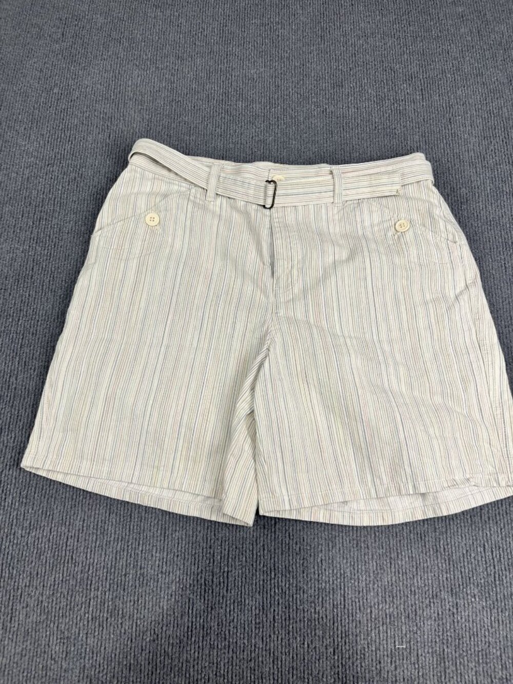 Liz Claiborne Womens Striped Belted Shorts 10  Multicolor